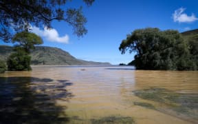 Lake Forsyth in Banks Peninsula following the bad weather.