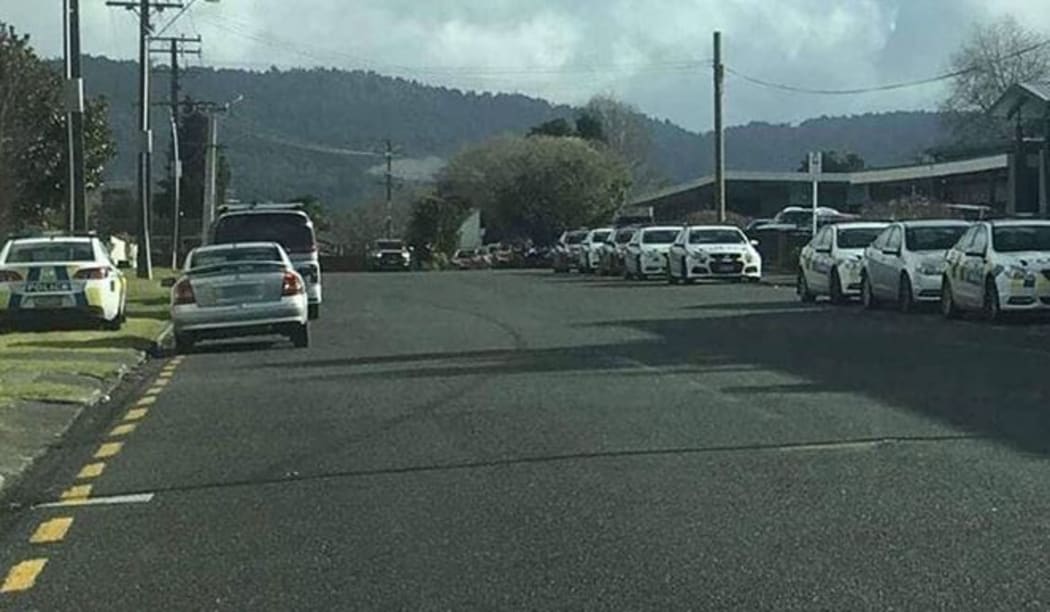 Police outside Te Puke High School.