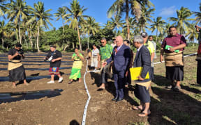 Prime Minister Christopher Luxon visits a farm in Tonga after attending the Pacific Islands Forum.