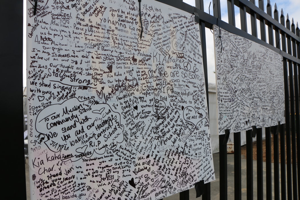 The Christchurch community has left messages for the Muslims at Linwood Mosque.