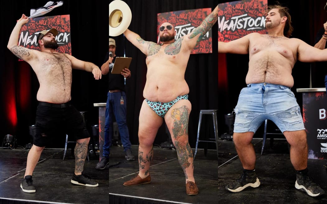 Contestants in previous Meatstock dad bod contests.