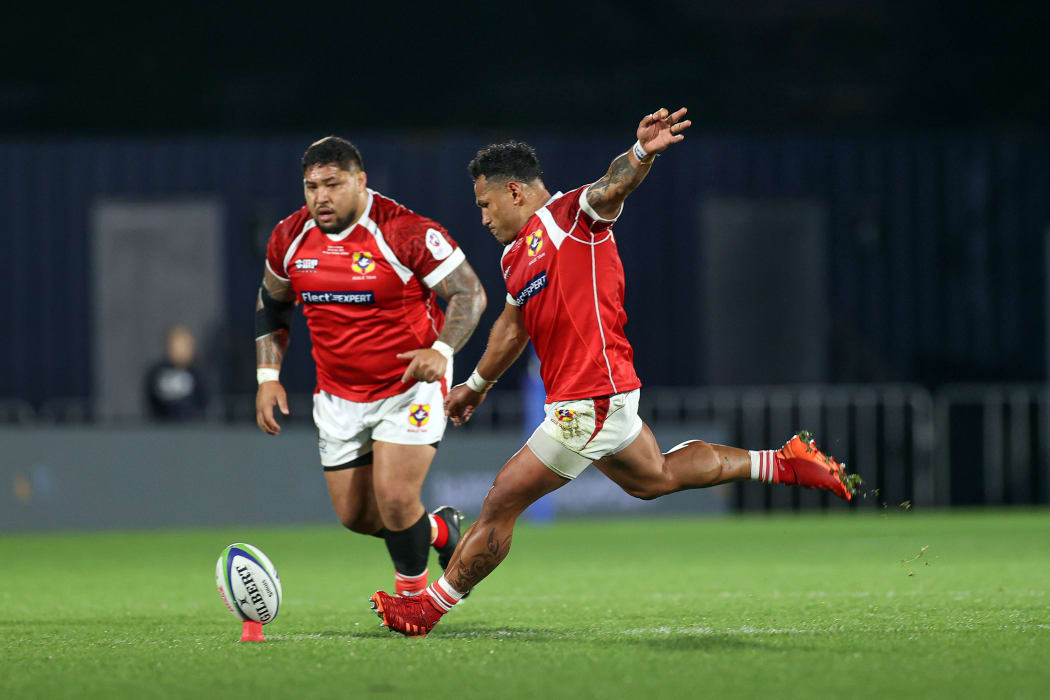 Tonga's Sonatane Takulua puts points on the board. Manu Samoa v Tonga Test Match, Mt Smart Stadium, Auckland. New Zealand. Saturday 10th July 2021. Copyright Photo: Shane Wenzlick / www.photosport.nz