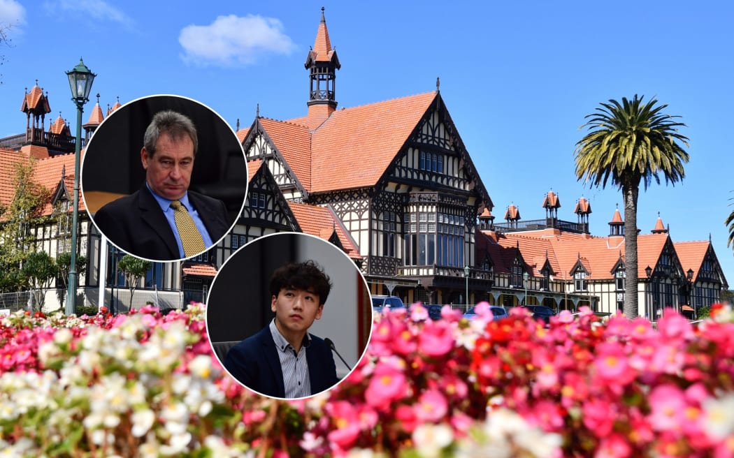 Rotorua councillors Robert Lee and Fisher Wang clashed during a museum exhibition funding decision. Photos / Laura Smith