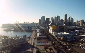 The view of Auckland Harbour this morning.