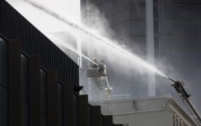 Fighting the fire on the second day.