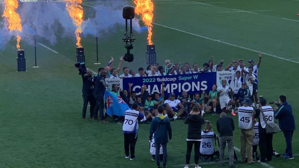 Fijiana Drua win the Super Rugby W title in 2022.