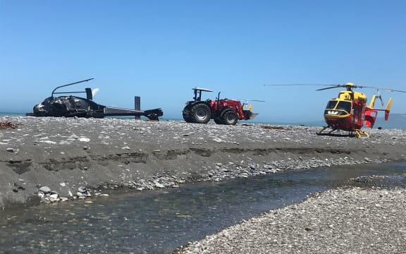 Scenes from the helicopter crash in Kaikoura.

Two dead and three seriously injured after helicopter crashes north of Kaikoura