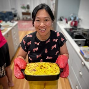 Chinese New Year: Renee Liang holding her taro sago custard pudding - a Hong Kong style dessert.