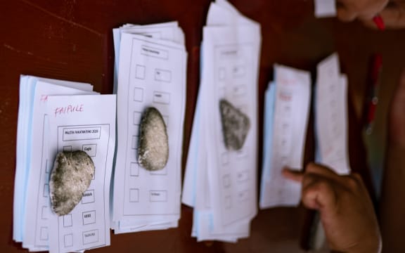 Mock election papers in Nukunonu in the lead up to the official election on 5 February 2026
