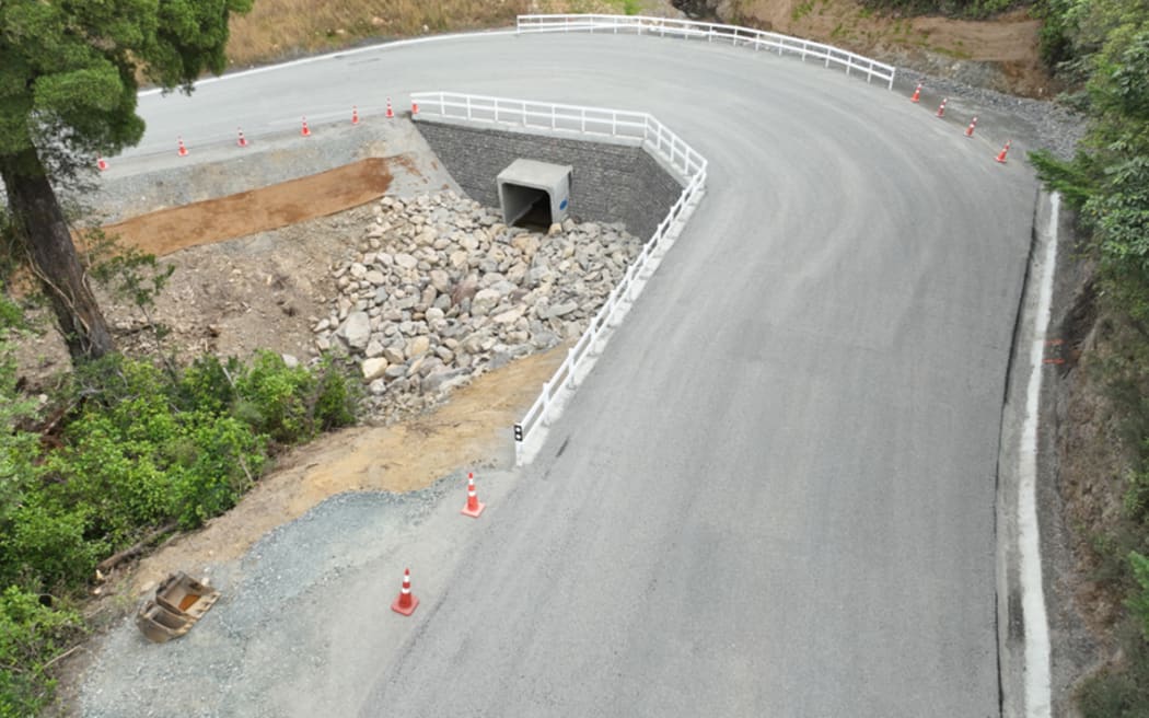 The Ronga Road culvert on the road to French Pass, one of the many works completed as part of the Marlborough Roads Recovery programme.