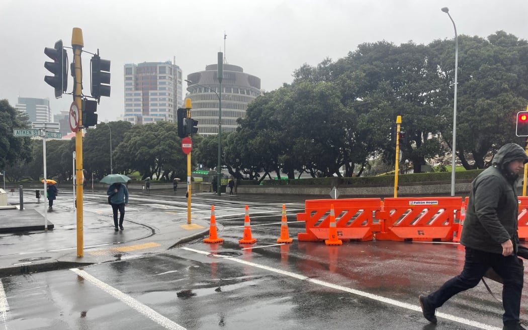 Fencing and bollards were being set up and roads closed around the parliamentary precinct on Wednesday 27 September 2023 ahead of planned protests.