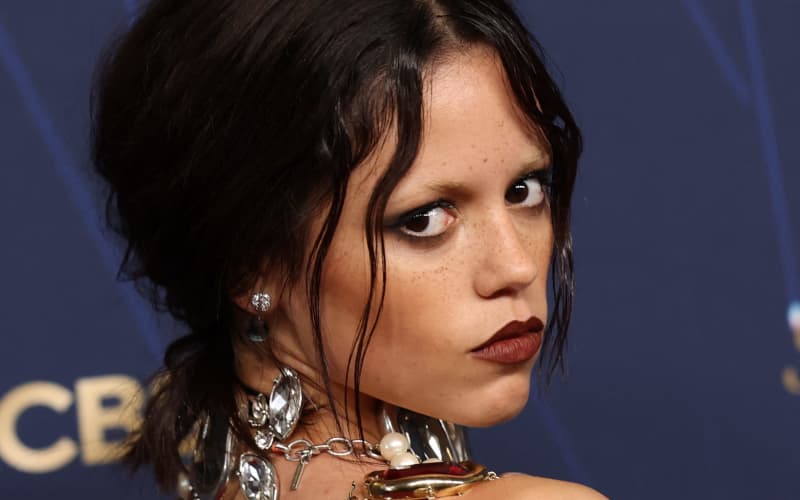 US actress Jenna Ortega arrives for the 77th Primetime Emmy Awards.