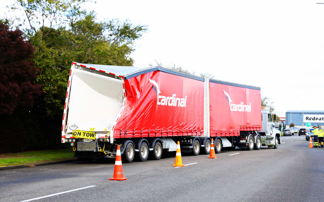 Truck v bus crash in Palmerston North.