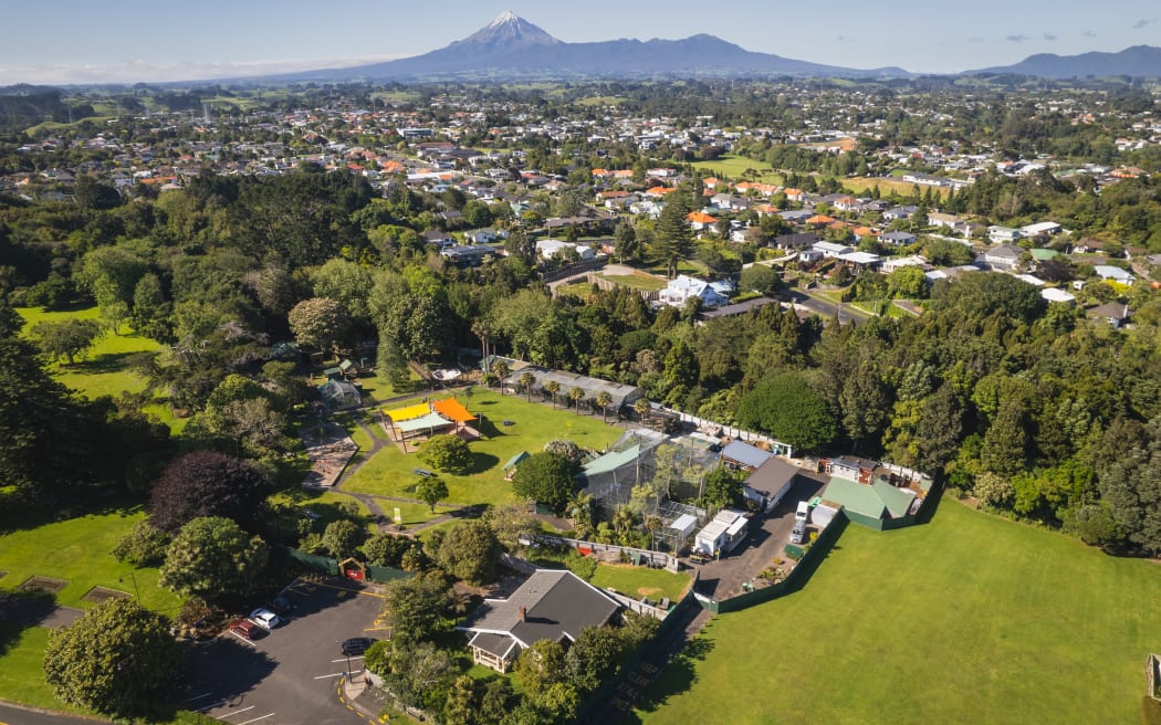 An aerial shot of Brooklands Zoo in New Plymouth.