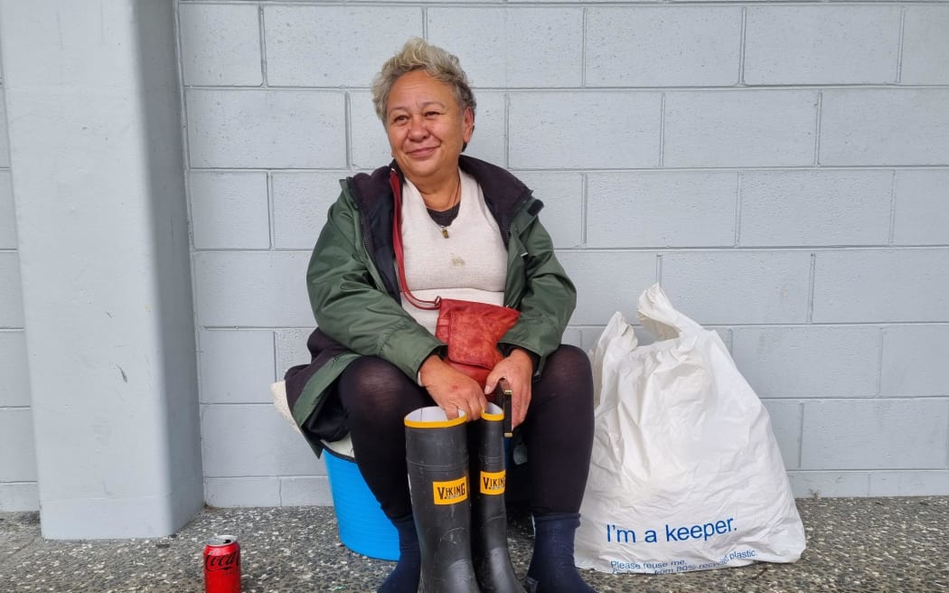 Cindy Bedggood and her family were the first people at the McKay Stadium evacuation centre in Whangārei after it opened on the afternoon of 12 February, 2023, as the effects of Cyclone Gabrielle began to be felt.