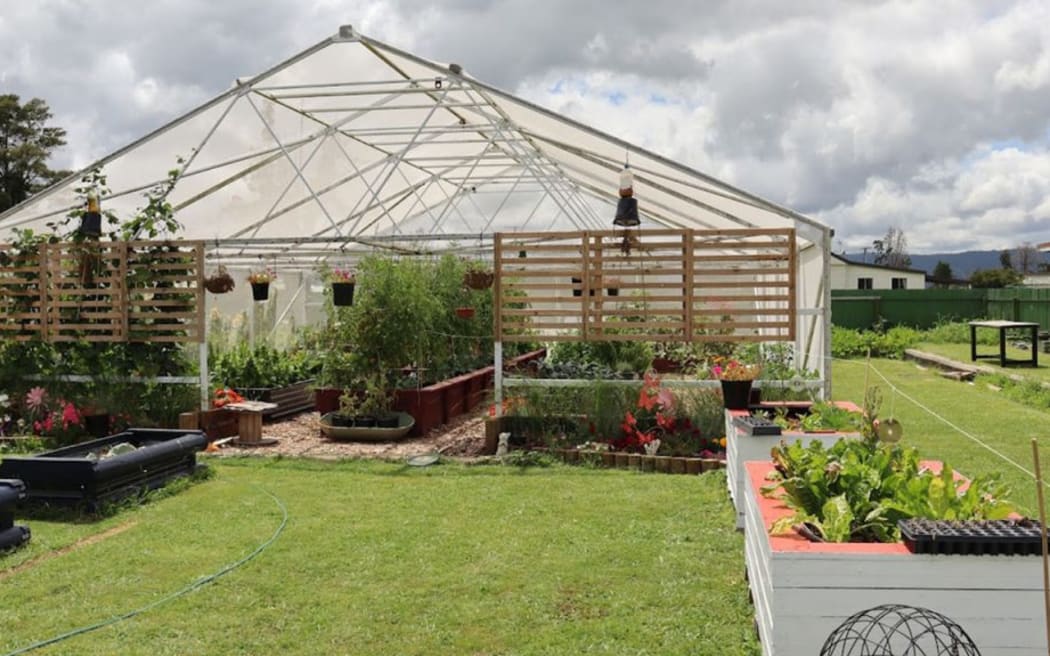 Local residents are welcome to help themselves to freshly harvested fruit and vegetables at this edible landscape in Waharoa.