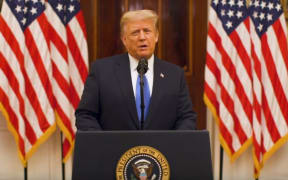 A screengrab from departing president Donald Trump's farewell address.