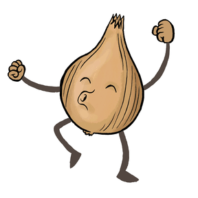 A dancing onion (a reference to Tony Abbott's decision to sample a raw onion during a visit to an onion farm in Australia)
