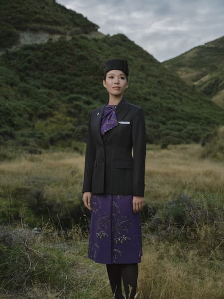 The new Air New Zealand uniform designed by Emilia Wickstead, 2025.