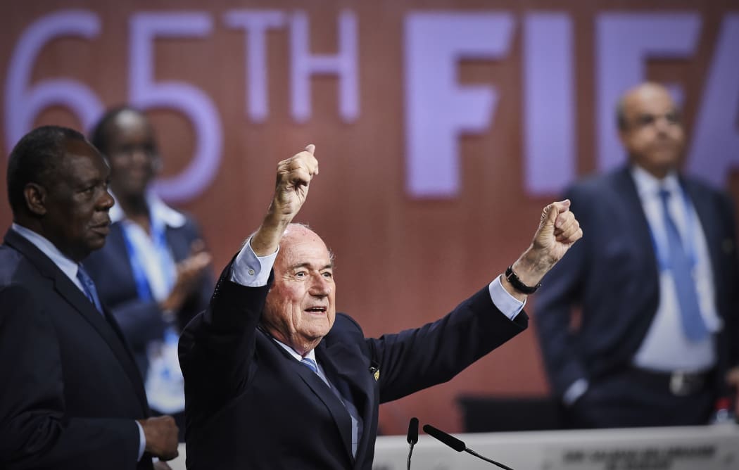 Sepp Blatter reacts after his re-election as president of FIFA in Zurich.