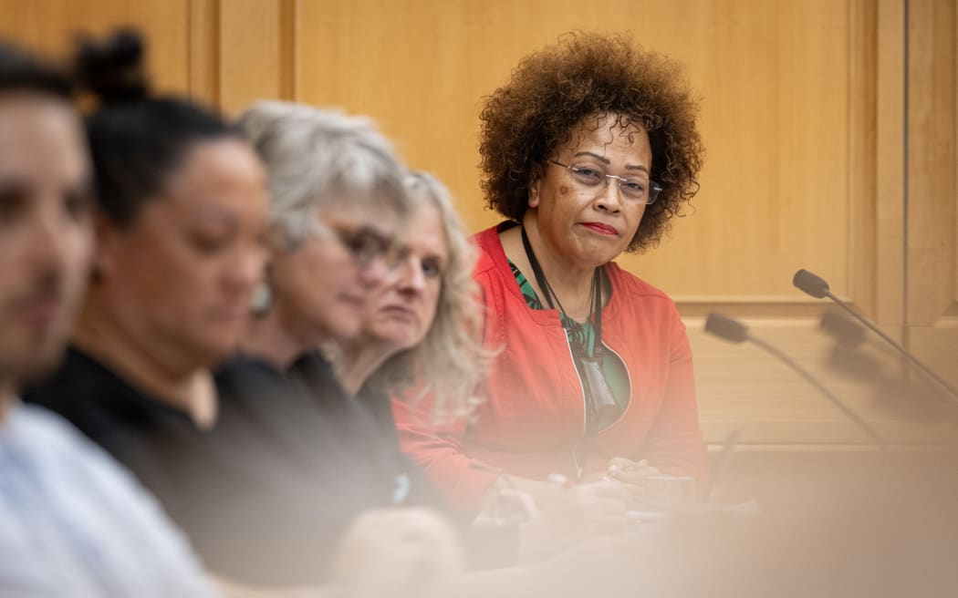 Anahila Kanongata'a and her Labour and Green colleagues from the Social Services Select Committee listen to answers during the 2023 Estimates Hearings.