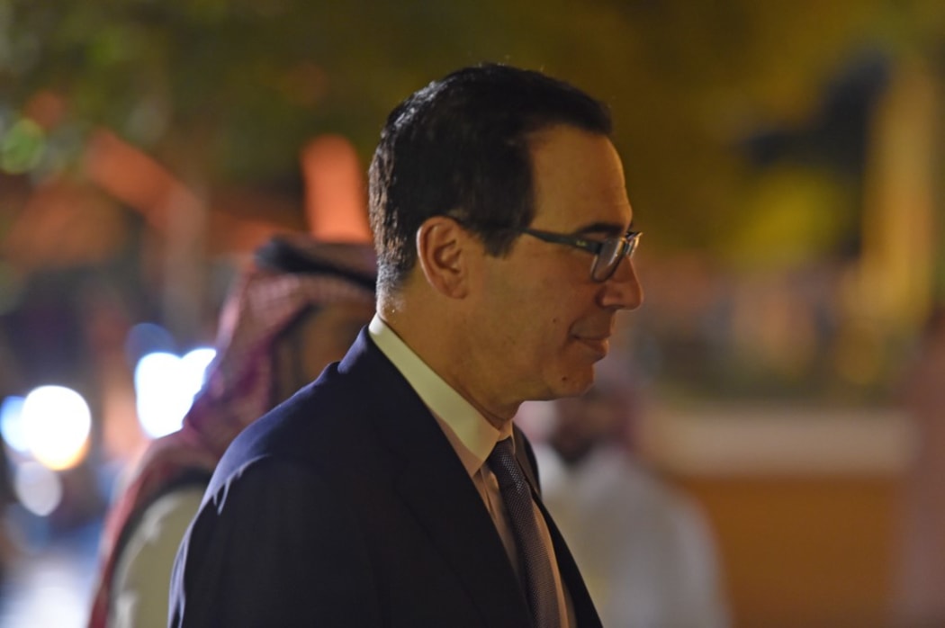 S Secretary of the Treasury Steven Mnuchin arrives for a Welcome Dinner at the Murabba Palace in Riyadh on February 22, 2020 during the G20 finance ministers and central bank governors meeting.