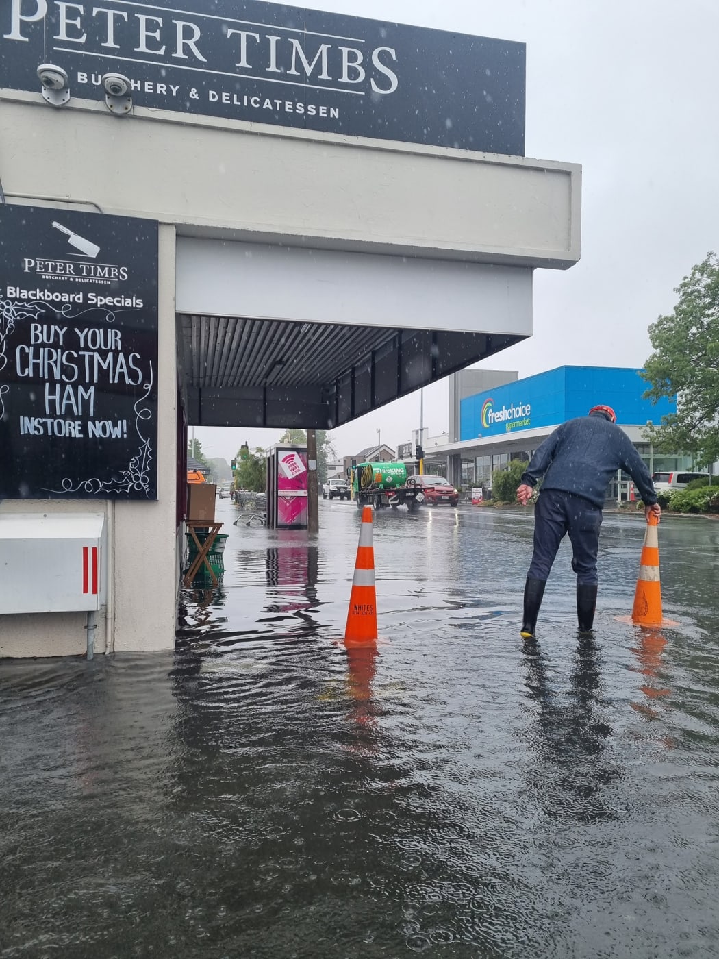 Peter Timbs Meat in Christchurch deals with flooding at least once a year.