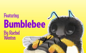 Text reads "Featuring Bumblebee by Rachel Weston" and is illustrated with a friendly looking Bumblebee