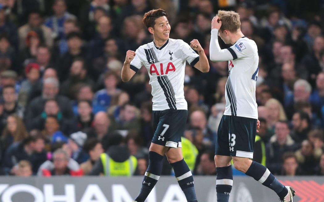 Tottehnham Hotspur's Son Heung-min celebrates a goal in the EPL.