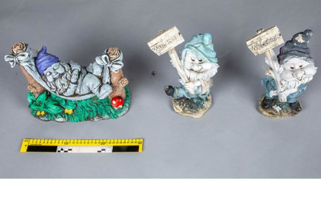A selection of the garden ornaments recovered by police during the search of a Hastings property.