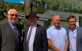 Kawerau mayor Malcom Campbell with Minister Shane Jones, Putauaki Trust General Manager John O’Brien and Industrial Symbiosis Kawerau chairman David Turner.