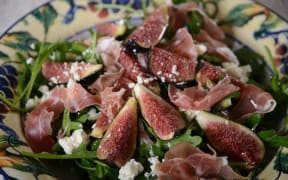 Fig, Goat's Cheese, Proscuitto and Walnut Salad