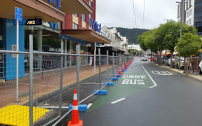 The cordon around the quake-damaged Reading Cinemas carpark in central wellington.