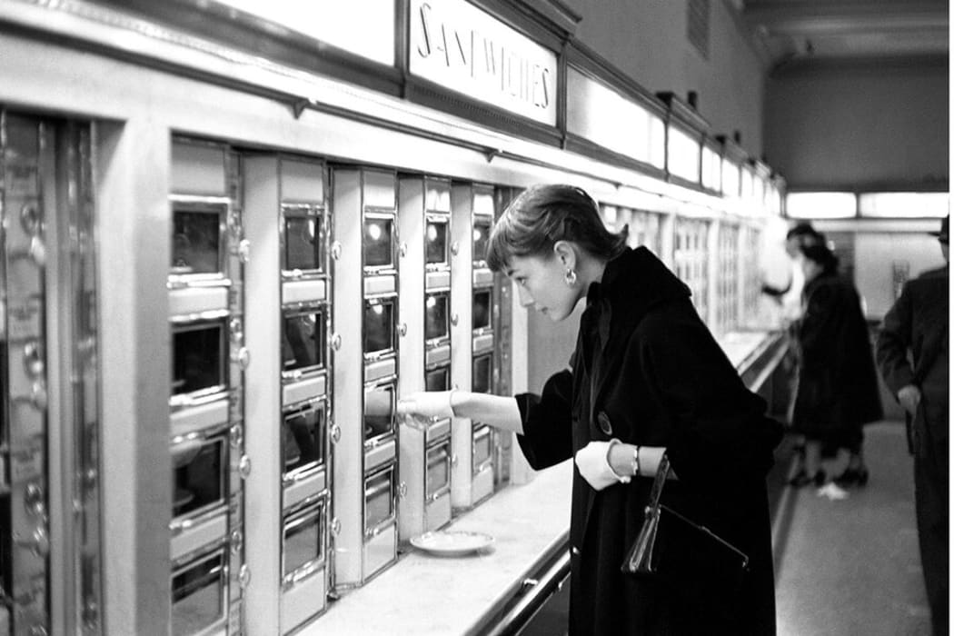 Audrey Hepburn at a New York automat.