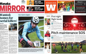 Front pages of rival papers: the locally-owned Wanaka Sun and its fairfax media rival Wanaka Mirror