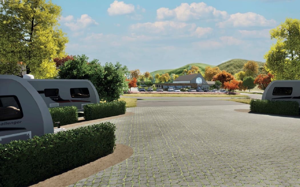 Campervans in an artist's rendering of Parkhill Studios.