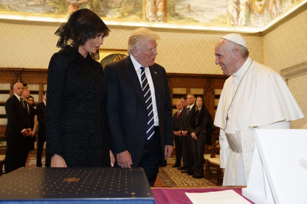 Donald and Melania Trump meet the Pope.