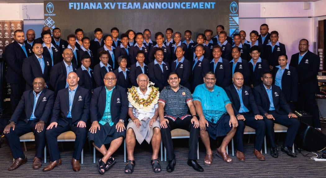 The squad and officials at the Holiday Inn, Suva