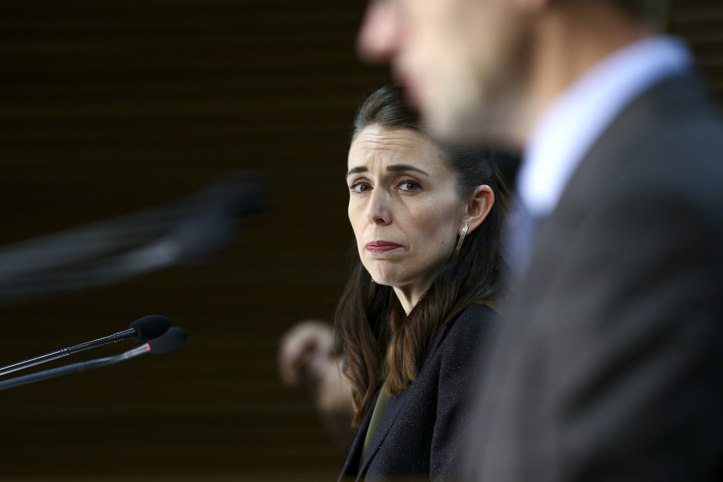 Prime Minister Jacinda Ardern and Director-General of Health Dr Ashley Bloomfield arrive for a press conference at Parliament on May 05, 2020 in Wellington, New Zealand.