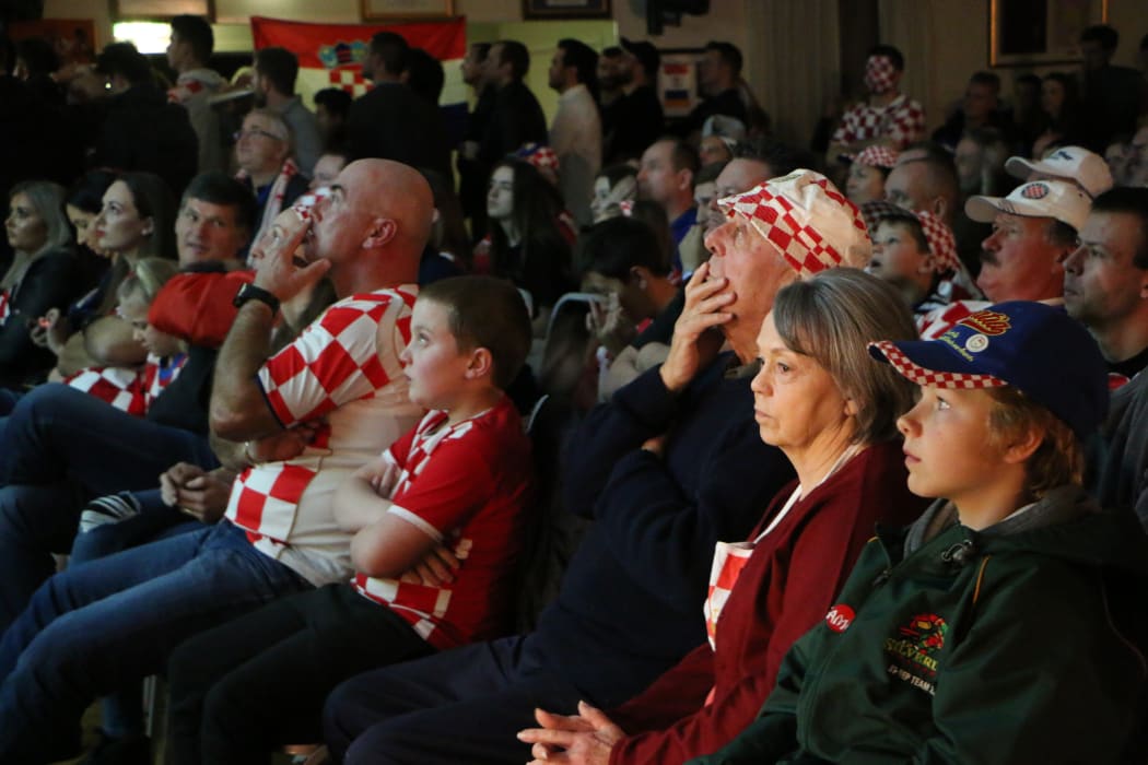Supporters at the Croatian Cultural Society club, west Auckland.