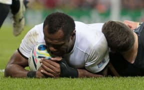 Wales v Fiji - Rugby World Cup - Vereniki Goneva of Fiji scores a try.