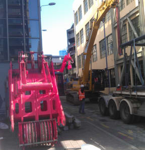 Preparations are made to demolish the lift shaft.