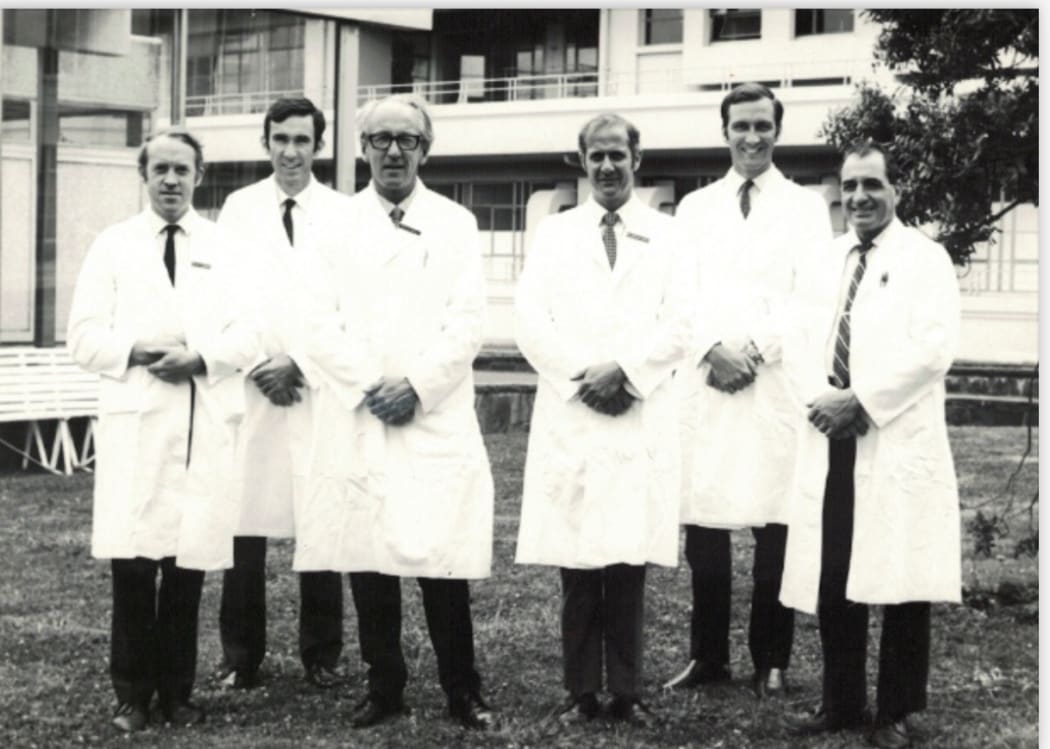 From left: Ken Graham, Alan Kerr, David Cole, Brian Barratt-Boyes, James Monroe, Sebastian Campagna. Circa.1970