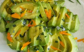 Avocado with Tarragon & Edible Flowers