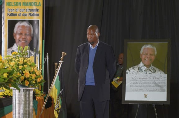 One of those at the farewell service was Nelson Mandela's grandson Mandla Mandela.