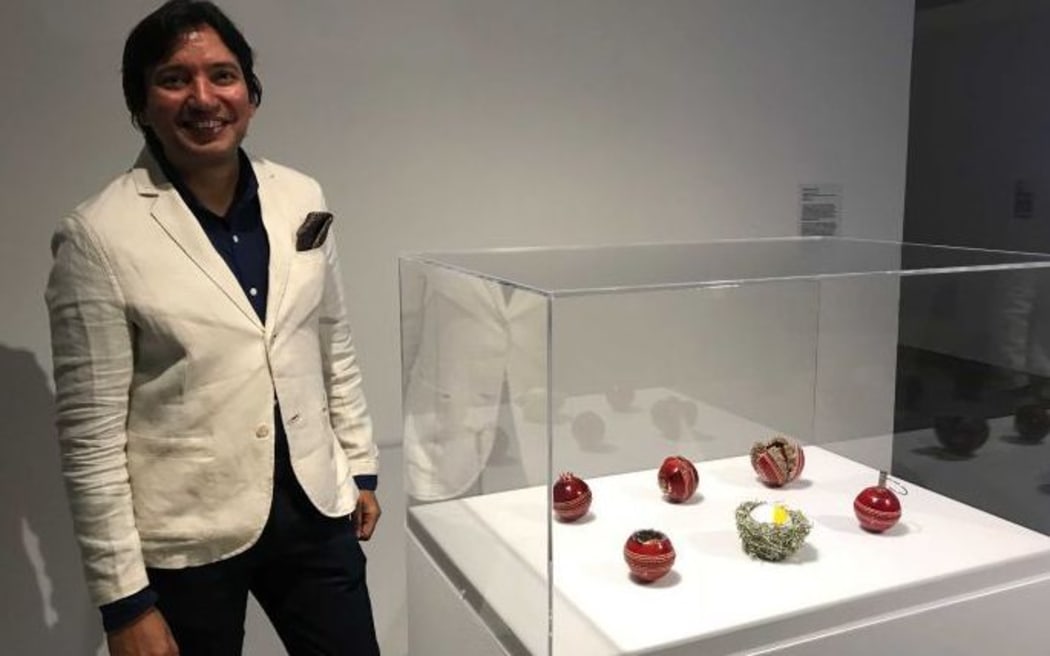 Artist Abdullah M.I. Syed's sculptural work is a commentary on the ball tampering saga, colonisation, politics and multiculturalism.