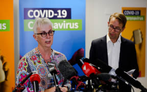 Canterbury DHB chief medical officer Dr Sue Nightingale and Director-General of Health Ashley Bloomfield who confirmed eight cases of Covid 19 at a press conference in Christchurch.