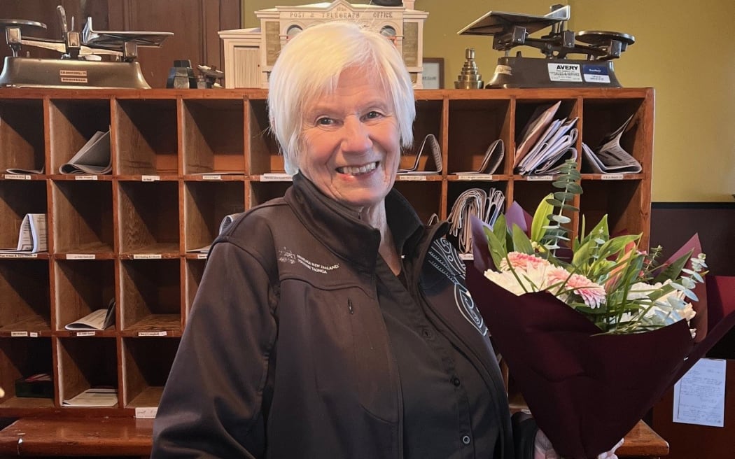 Val Butcher on her last day at Ophir Post Office.