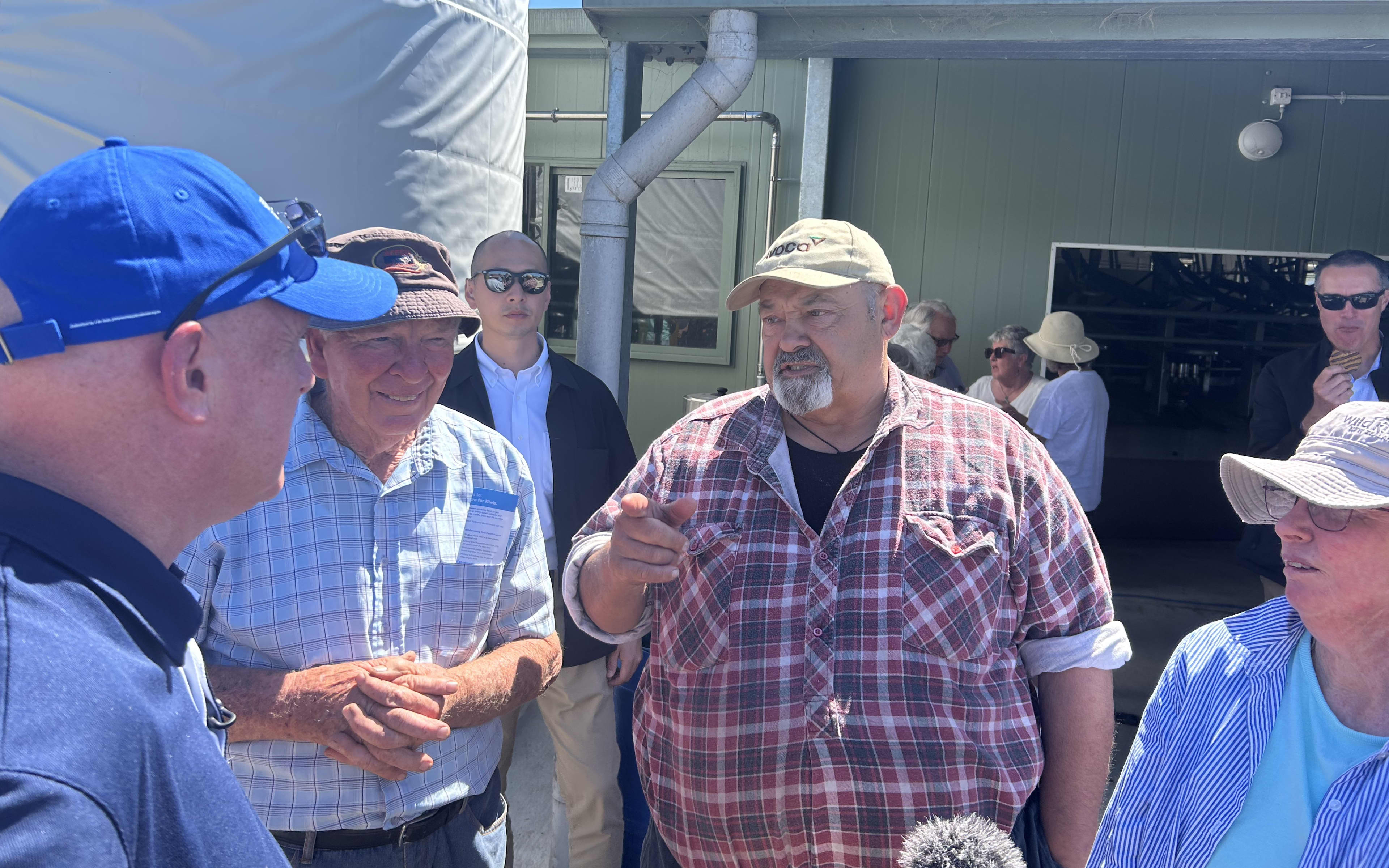 Christopher Luxon meets locals at the Cow Shed in Edgecumbe.