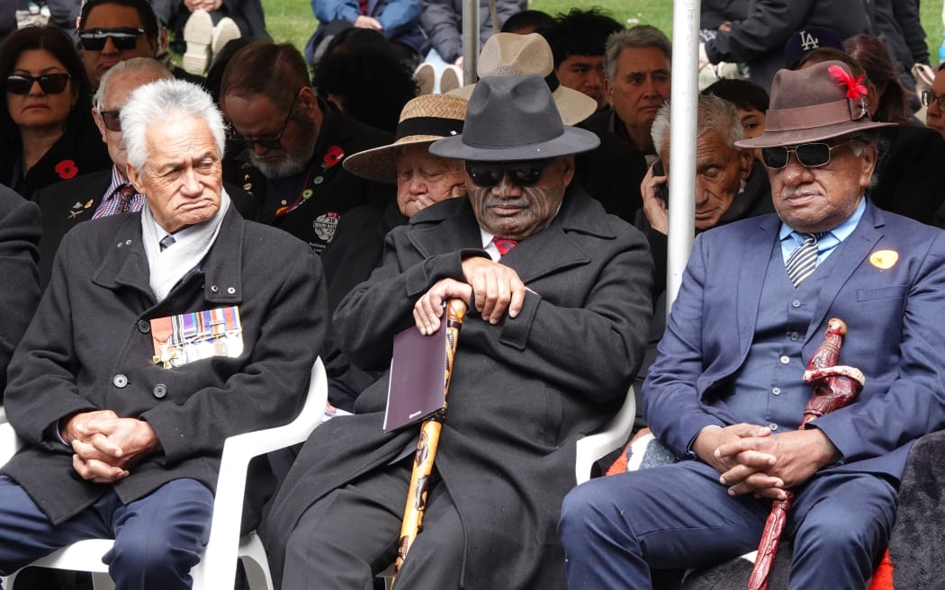 Kaumātua listen to the speeches.